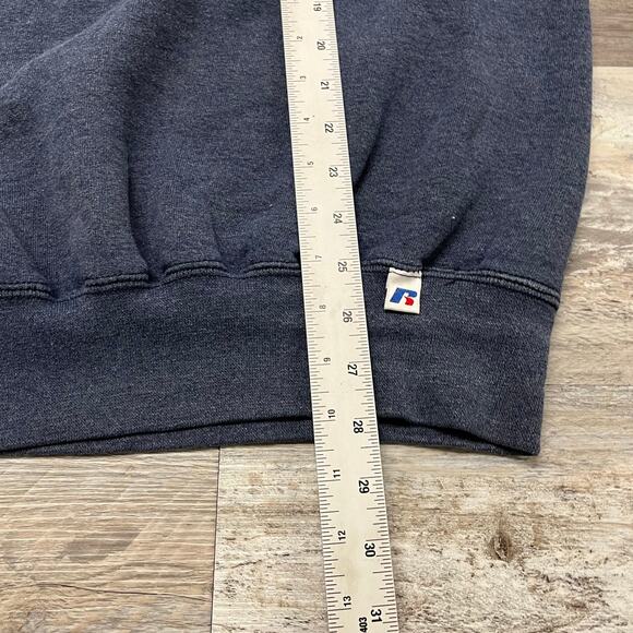 2000s Russell Athletic Dark Blue Mens L Tall Blank Pullover Crewneck Sweatshirt - Picture 7 of 8